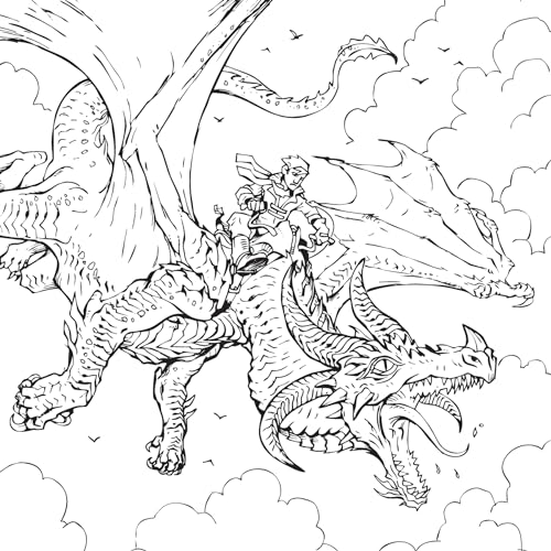Dragon Riders: A Fantasy Coloring Book (Dover Adult Coloring Books) WoodArtSupply