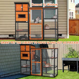 PETSFIT Large Catio Outdoor Cat Enclosure with Waterproof PVC Roof, 4 Larger Platforms and 2 Private Resting Rooms, Orange Large Cat Catio Outdoor, Spacious Shelter for Cats,Kitties & Small Animal Petsfit