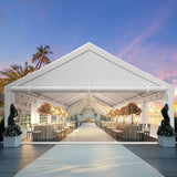 YITAHOME 20x33 ft Party Tent Heavy Duty Outdoor Wedding Event Shelters Upgraded Galvanized Canopy with Large White Roof, Removable PVC Sidewalls & 3 Storage Bags, White YITAHOME