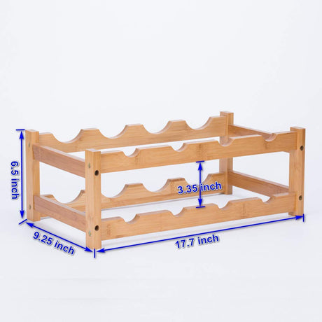 FOSTERSOURCE Wine Rack, Natural Bamboo Wine Storage Rack Countertop Wine Display Shelf Wine Bottle Holder (2-Tiers 8-Bottles) FOSTERSOURCE