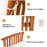 Tangkula Outdoor 4 Pcs Acacia Wood Sofa Set w/Water Resistant Cushions, Padded Patio Seating Chat Set w/Coffee Table for Garden, Backyard, Poolside (1, White) Tangkula