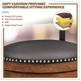 COSTWAY Bar Stools Set of 4, 360-Degree Swivel Stools with Leather Padded Seat, Single Slat Ladder Back & Solid Rubber Wood Legs, Bar Height Stools for Pub, Restaurant, Kitchen, Brown (4, 30.5) COSTWAY