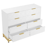 Patikuin 8 Dresser for Bedroom Wooden with 8 Drawer, Chest of Drawers Wide Dresser with Metal Handle, White Dresser for Bedroom,Living Room,Hallway and Entryway Patikuin
