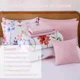 Annibedding Pink Floral Queen Comforter Set, 8 Piece Soft Microfiber Flower Bed in a Bag Bedding Set with Pillowcase and Sheets for All Season (90"x90") Anibedding