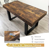 Goujxcy 7-Piece Extendable Dining Table Set for 6, 63-78 Inch Rustic Brown Kitchen Table Set with 6 Grey Tufted Chairs Farmhouse Wood Expandable Dining Room Table Set 6 for Kitchen Dining Goujxcy