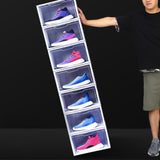 JNTKE 2 Packs LED Sneakers Boxes, Stackable Clear Shoe Display Cases, Plastic Shoe Storage Organizer for Closet, Magnetic Open Collection Storage Containers with Lids, White JNTKE