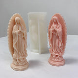 Religious Virgin Mary Statue Silicone Mold Virgin Mary Candle Molds for Candle Making Supplies Wax Tools Virgen Maria Candle Mold Silicone Molds for Resin Concrete Plaster Epoxy Molds Home Decor RUIYDZ