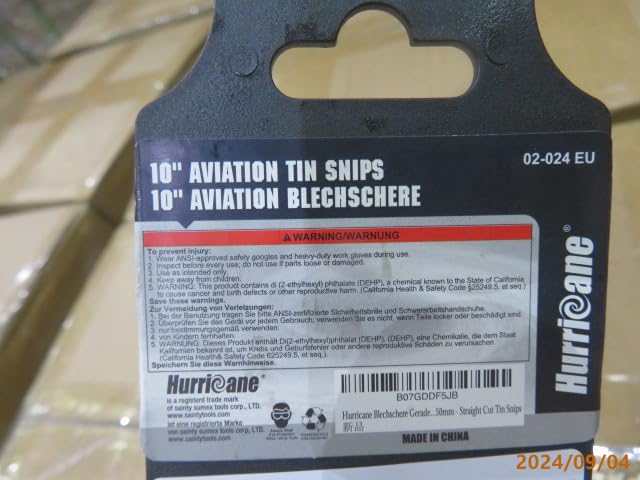 HURRICANE 10 Inch Aviation Tin Snips, Heavy Duty Metal Cutter Shears for Cutting Sheet Metal, Straight Cut, Chrome Vanadium Steel HURRICANE