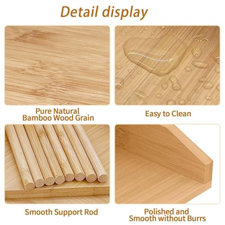HYNAWIN Bamboo Corner Desk Organizer Shelf, 3-Tier Triangle Storage Rack for Office & Home, Space-Saving Desktop Shelf for Books, Stationery, Makeup, Small Items HYNAWIN