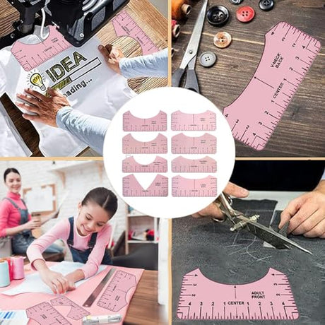 QUKLOGEN Heat Press Pillow Bundle Tools Kit Include 4 Heat Pressing Transfer Pillow Mat 3 Pack Teflon Sheet for Heat Press 2 Rolls Heat Resistant Tape 12 Different Size T Shirt Guide Ruler QUKLOGEN