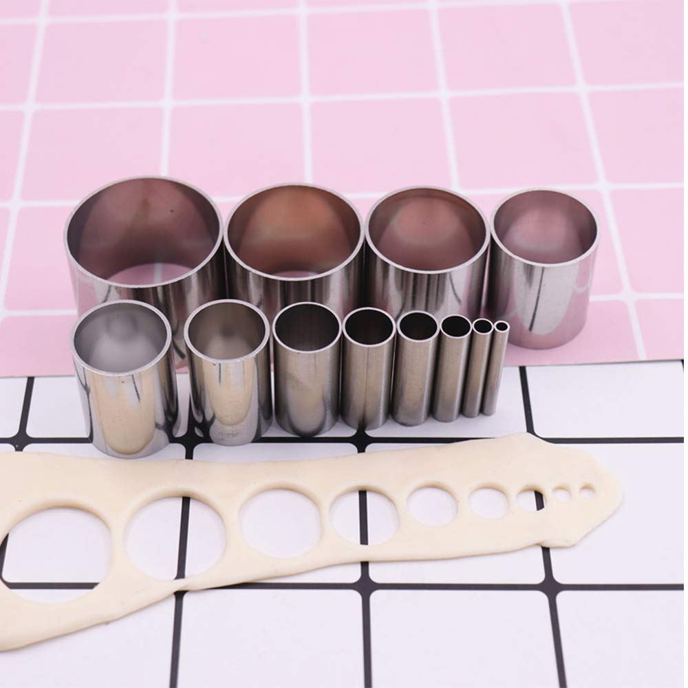 Fireboomoon 12 PCS Hole Hollow Punch Cutter Set with Storage Case,Stainless Steel Round Circle Ring Clay Cutters Ceramics Dotting Baking Indentation Mold Tools for Polymer Clay Pottery Handmade Craft