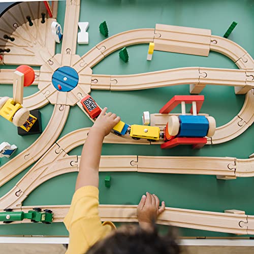 Melissa & Doug Wooden Railway Set, 130 Pieces - Wooden Train Set for Toddlers Ages 3+ - WoodArtSupply