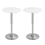 CLATINA Round Bar Pub Tables Set of 2, 360° Swivel High Top Cocktail Table with Metal Base, 26"-36" Height Adjustable Bistro Table for Home Kitchen Party Drink Restaurant Wedding Cafe Reception, White CLATINA