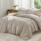 Andency Comforter King Size Set Khaki, 3 Pieces Boho Tufted Fall Bedding Comforters & Sets for King Bed, Soft Fluffy Tan Bed Set (104x90In Comforter & 2 Pillowcases) Andency