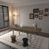 BAYYELL 63" - 79" Extendable Dining Room Table, Expandable Kitchen Table for 6 to 10 People, Modern Wood Conference Table, Large Farmhouse Dining Table(White Oak, Double-U Base) BAYYELL