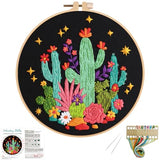 Louise Maelys Cactus Embroidery Kits for Beginners, DIY Cross Stitch Starter Craft Kits for Adults Including Embroidery Cloth with Pattern, Hoop, Needles Instruction and Threads