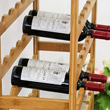 Kinsuite Bamboo Wine Rack Modular Wine Storage Holder Display Shelves for Storing Bottles at Home 36 Bottle Wine Rack Free Standing Floor 6 Shelves with Drawer Kinsuite