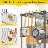 5 Tier Metal Shelving Unit Storage Shelves With Shelf Linker,Adjustable Pantry Shelves Wire Shelving with Hooks,Metal Shelf with Side Blockers for Kitchen,Closet,Office,Laundry,18.1''Wx18.1''Dx59''H DurayLoly