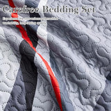 weesire Classic Line Pattern Bedding Quilt Queen Size Modern Grey Red and Black Stripe Quilt with 2 Shams, Gray and Red Comforter Sets Lightweight Breathable Bedspreads Coverlet, 90''x96'' weesire