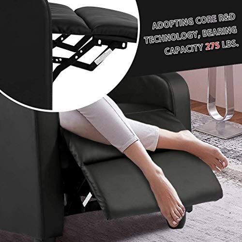 Pazidom Recliner Chair, Massage Chair Reclining Chair Sofa Lounge Chair Living Room Chair with Footrest, PU Leather Reading Chair Lounge Chair for Home Room, Black Pazidom