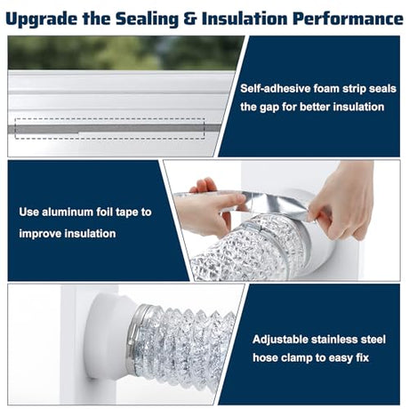 Pearwow Window Vent Kit for 3" and 4" Vent Hose,Adjustable Window Vent Panels with Louvered Vent Cover,Switchable Hood for 3"/4" Exhaust Ventilation of Dryer,Laser Engraver & 3D Printer Enclosure Pearwow