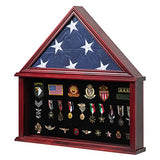 Tieeqe Large Military Shadow Box Solid Wood Burial Flag Display Case for American Veteran Flag Display Fit a Folded 5'x9.5' Flag Military Flag Tieeqe