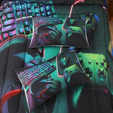 GRAT TIOC Gamer Comforter Sets for Teen Boys,Gaming Bedding Sets Twin,Video Game Bedspread,Game Gamepad Bedrooom Bed Set,Controller Gamer Home Decor 3 Piece GRAT TIOC