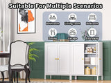 YAUWOH Metal Bathroom Storage Cabinet, Metal Storage Cabinet with 2 Adjustable Shelves & 2 Doors,Freestanding Sideboard Cabinet for Small Spaces, Living Room, Home Office, Dining Room,White YAUWOH