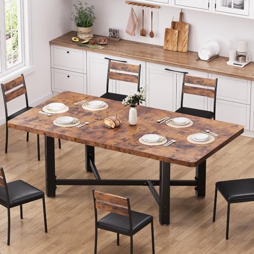 Jocoevol Dining Table for 4-6,62“Extendable Round Kitchen Dining Room Table, Space Saving Rectangle Large Expandable Wood Dinner Furniture for Small Space, Brwon（47-62In*28In*30In Jocoevol