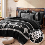 MaiRêve Embroidery Queen Size Comforter Set Black, Boho Farmhouse Western Bedding Set 7 Pieces, All Season Bed in A Bag Comforter Set with Sheets, Pillowcases & Shams MaiRêve