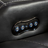 Signature Design by Ashley Caveman Den Modern Faux Leather Power Reclining Sofa with Adjustable Headrest, Drop Down Table, Electrical Outlets and LED Reading Lights, Black Signature Design by Ashley