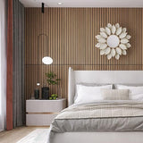 Acoustic Wood Veneer Slat Panels for Interior Wall and Ceilings Décor | 3D Seamless Spliced Wood Wall Panels | Sound Absorbing Decorative Panels | Luxury Real Wood | Natural Walnut x 2 Pack eazart