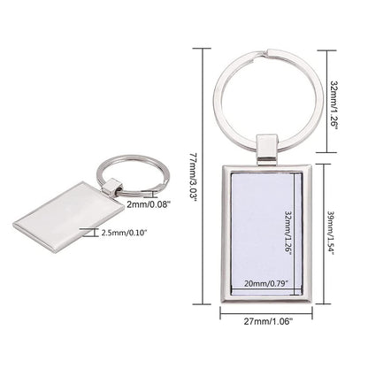 MGBISYI 10 Pieces Sublimation Blank Keychain with Key Ring Heat Transfer Keychain for Christmas Valentine Graduation Day Present (Rectangle)