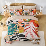 Pamnest Quilt Set Twin Size, Boho Floral 2 Pcs Soft Bed Cover Bedding Set, Mid Century Flowers Lightweight Bedspread Coverlet with Pillow Sham for All Season Pamnest