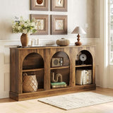 LITTLE TREE 63" Modern Console Sofa Table with 3-Tier Storage, Wooden Rectangular Foyer Table, for Entrance, Hallway, Living Room, Rustic Brown LITTLE TREE