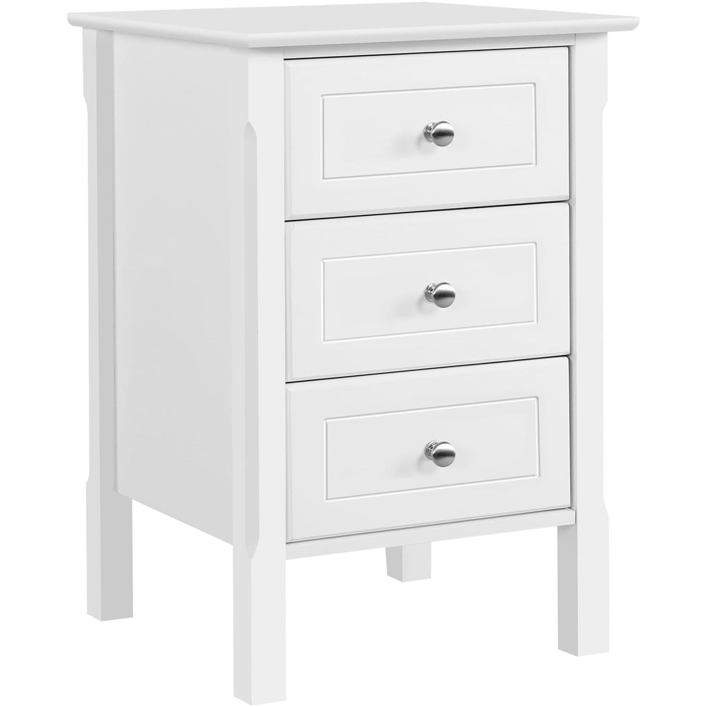 Yaheetech Nightstand with 3 Drawers, Wooden 3-Drawer Bedside Table with Solid Wood Legs, Bedside Cupboard Storage Organizer for Bedroom Home Office Small Space, Easy Assembly, White