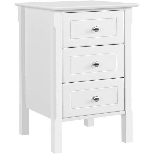 Yaheetech Nightstand with 3 Drawers, Wooden 3-Drawer Bedside Table with Solid Wood Legs, Bedside Cupboard Storage Organizer for Bedroom Home Office Small Space, Easy Assembly, White