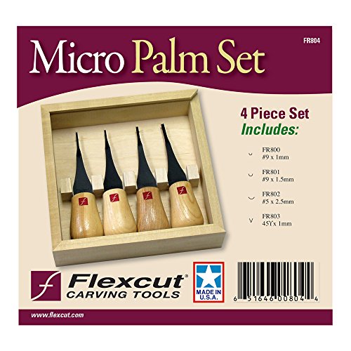 FLEXCUT Carving Tools, Micro Palm Craving Set, Set of 4 (FR804) FLEXCUT
