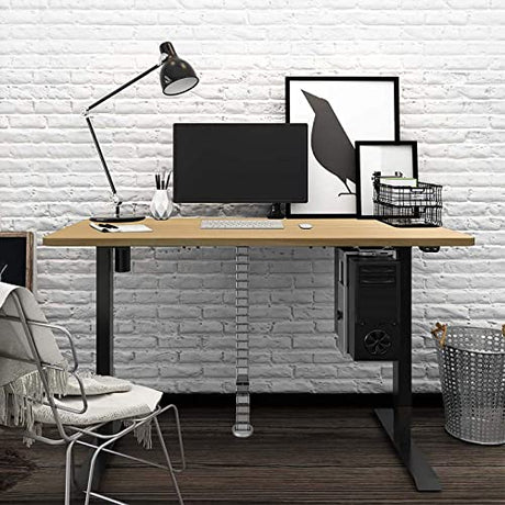 FLEXISPOT Standing Desk Height Adjustable Desk Electric Sit Stand Desk Home Office Table (55x28 Black+Maple 2 Packages) FLEXISPOT