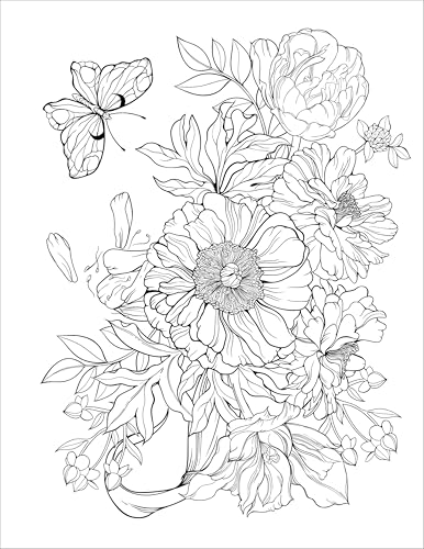 Stress Relief Flower Coloring Book For Adults: Beautiful and Relaxing Floral Designs, Arrangements, and Bouquets