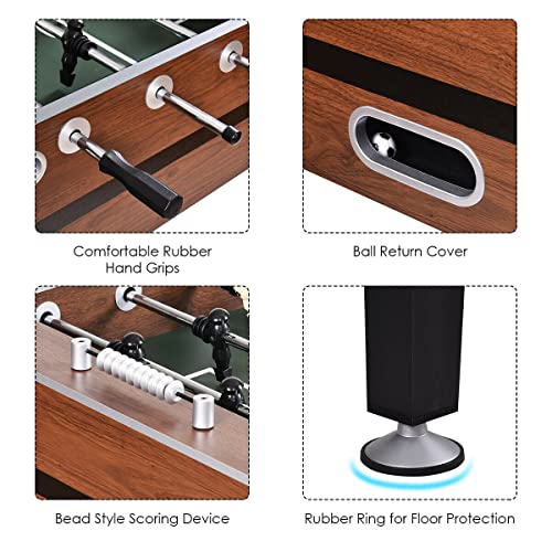 GYMAX Foosball Table, 54” Full Sized Soccer Game Table with 2 Footballs, Game Tables for Game Room Adults Kids Family Night GYMAX