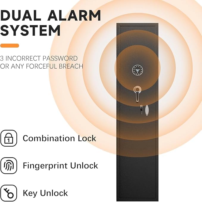 Greenvelly 6-8 Gun Safe for Rifles and Pistols, Rifle Safe with Keyboard Lock, Gun Cabinet for Rifles and Shotguns, Quick Access Fireproof Gun Safe with Pocket and Gun Rack for Home, Black Greenvelly