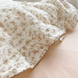 BuLuTu Soft Cotton Muslin Duvet Cover Girls Kids Floral Duvet Cover Beige Crib Bedding Comforter Cover Quilt Cover, 47"x59", Camellia Print (Pillowcases Not Included) BuLuTu