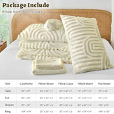 Nesker Boho Queen Comforter Set, 7 Pcs Tufted Beige Bedding Sets, Soft Cozy Chic Bed in a Bag, Arch Pattern Shabby Bed Set All Season with Comforter, Fitted Sheet, Flat Sheet & Pillowcases Nesker