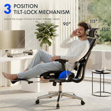 FLEXISPOT ErgoX Premium Ergonomic Office Chair with Footrest- Adjustable 3D Armrests, Dynamic Lumbar Support, Recline & Tilt Function, Mesh Seat, for Home & Office Use,Black FLEXISPOT
