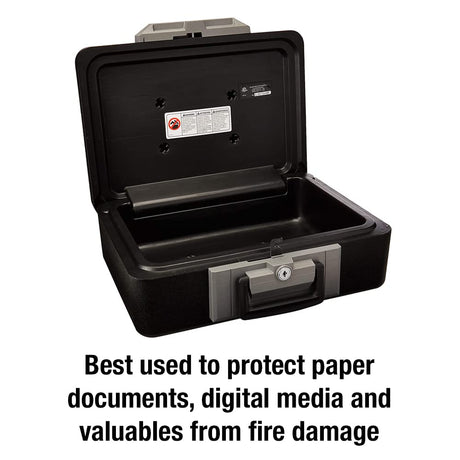 SentrySafe Fireproof Safe Box with Key Lock, Chest Safe with Carrying Handle to Secure Money, Jewelry, Documents, 0.25 Cubic Feet, 6.3 x 15.3 x 12.1 Inches, 1160 SentrySafe