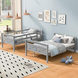Merax Wood Bunk Bed,Twin Over Full Bunk Beds with Ladder,Safety Guardrail,Can be Separated into 2 Platform Beds,Perfect for Bedroom Kids Adults,Gray Merax
