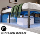 HAVONIZD Twin Size Bed Frame with LED Lights & Charging Station - 18 Inch Heavy Duty Metal Platform Bed Frame No Box Spring Needed, Easy Assembly, No Noise HAVONIZD