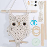 ORIGACH DIY Macrame Owl Wall Hanging Tapestry Kit Handmade Macrame Owl Kit Boho Hand Woven Macrame Wall Hanging Decor for Living Room Bedroom Office ORIGACH