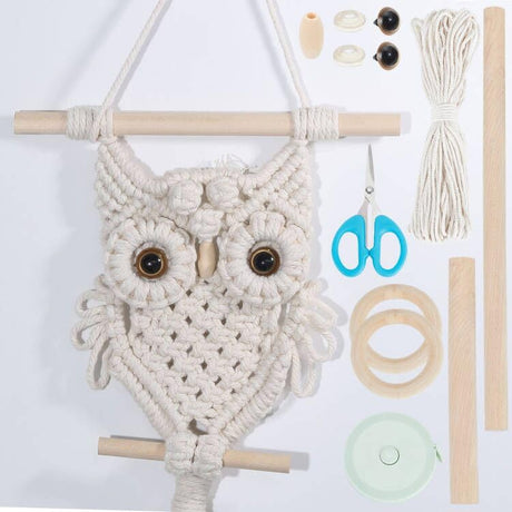 ORIGACH DIY Macrame Owl Wall Hanging Tapestry Kit Handmade Macrame Owl Kit Boho Hand Woven Macrame Wall Hanging Decor for Living Room Bedroom Office ORIGACH